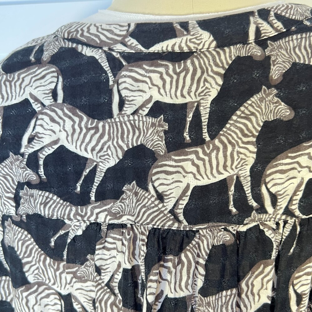 Jane Delancey Blouse Tunic Womens 3X Black White Zebras Henley Neck - Picture 7 of 12